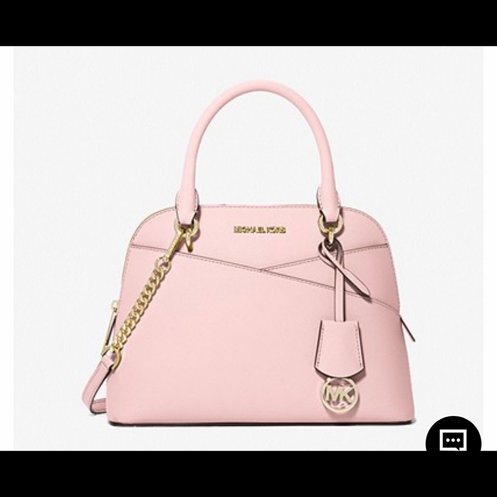 Michael Kors Medium Jet Set Saffiano Leather Dome Satchel in Blush
